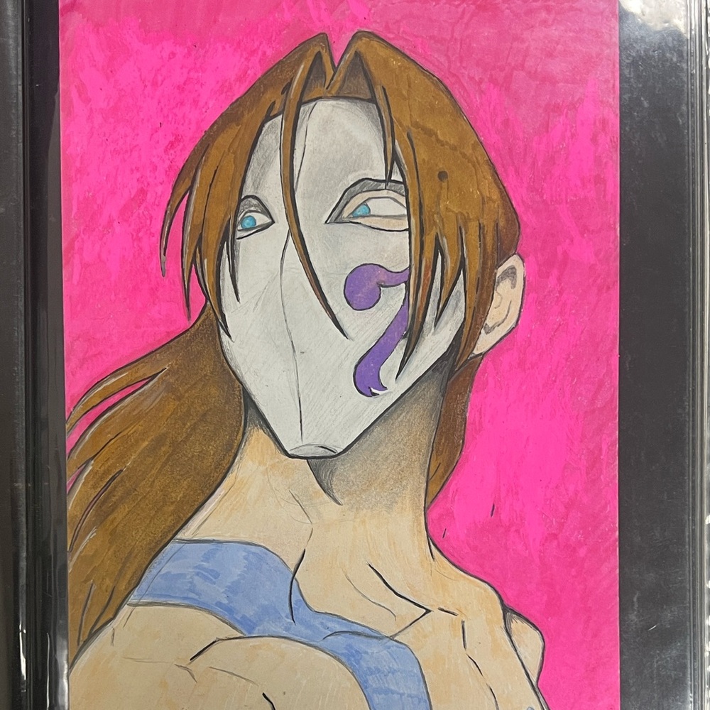 Anime Character Illustration with Pink and Brown Accents